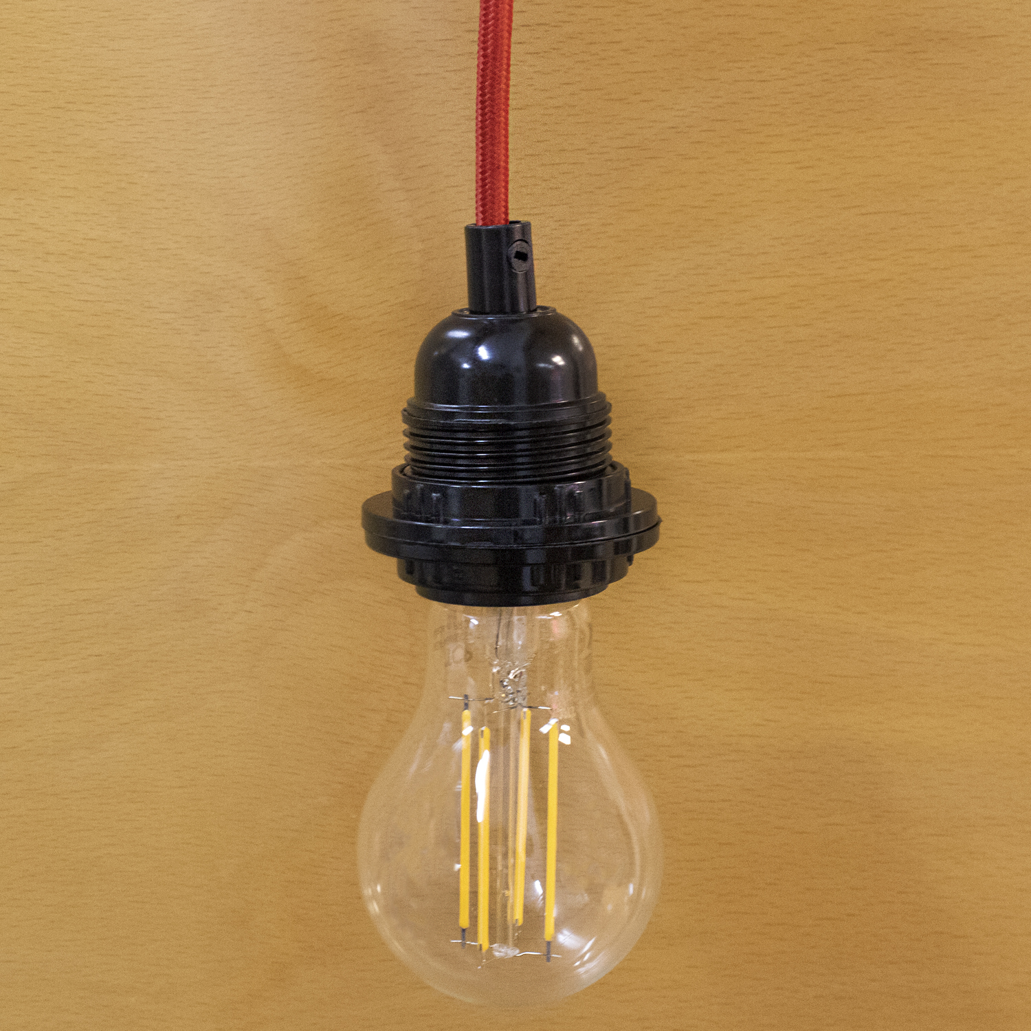 Cable alimentacion trenzado portalampara E27 con interruptor 2 M Rojo