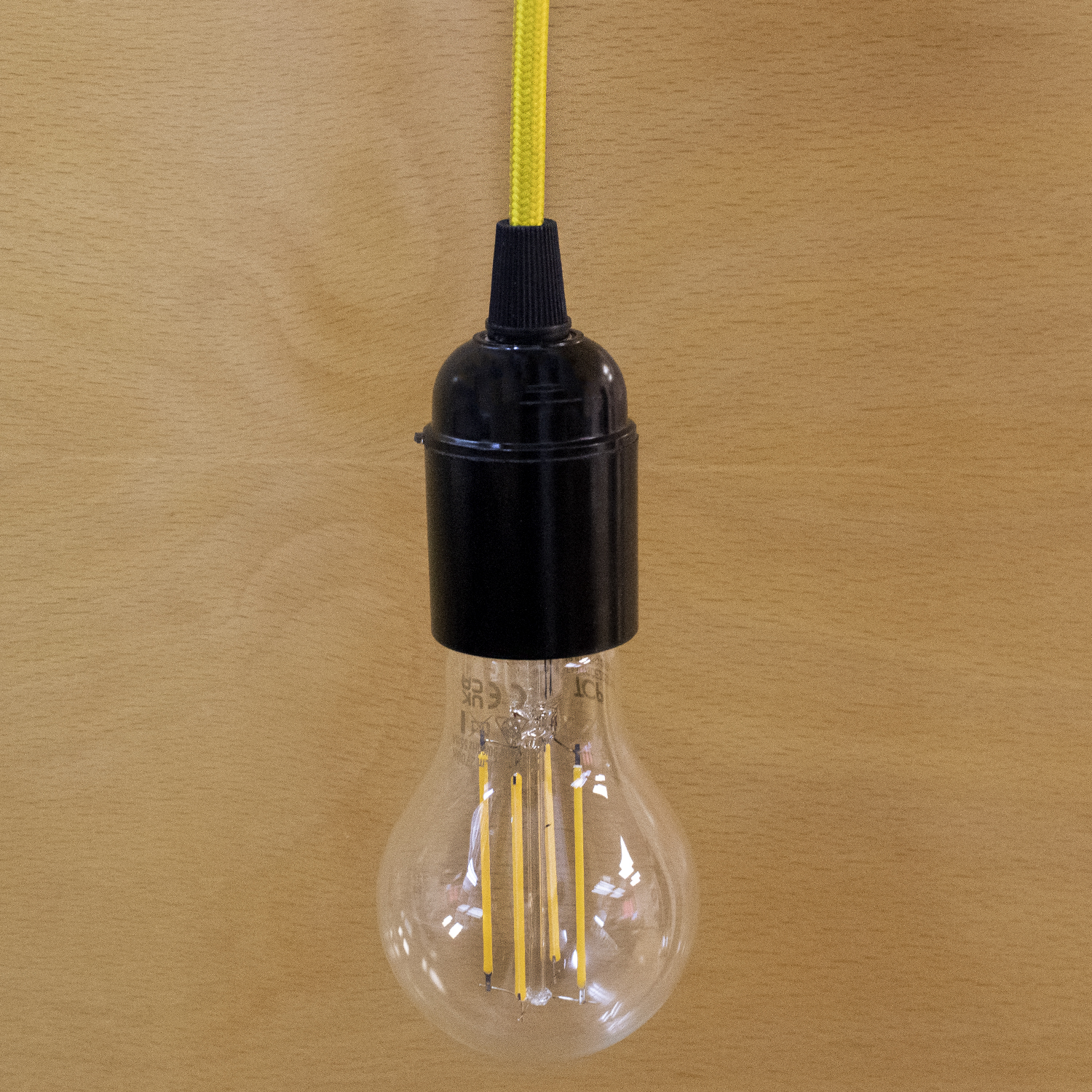 Cable alimentacion trenzado portalampara E27 interruptor 1.5 M Amarillo