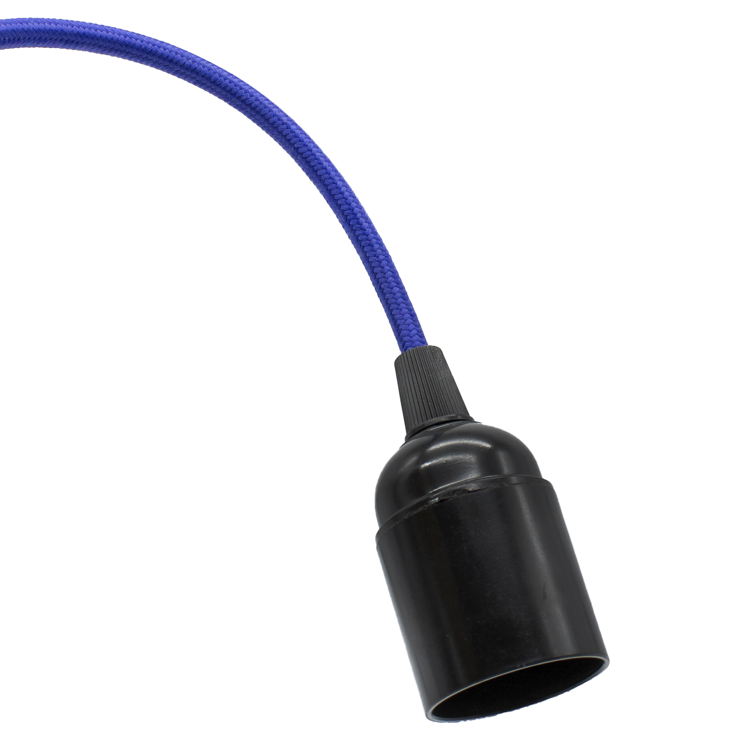 Cable alimentacion trenzado portalampara E27 interruptor 1.5 M Azul