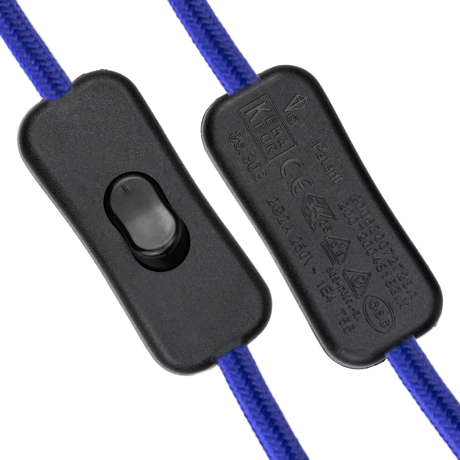 Cable alimentacion trenzado portalampara E27 interruptor 1.5 M Azul