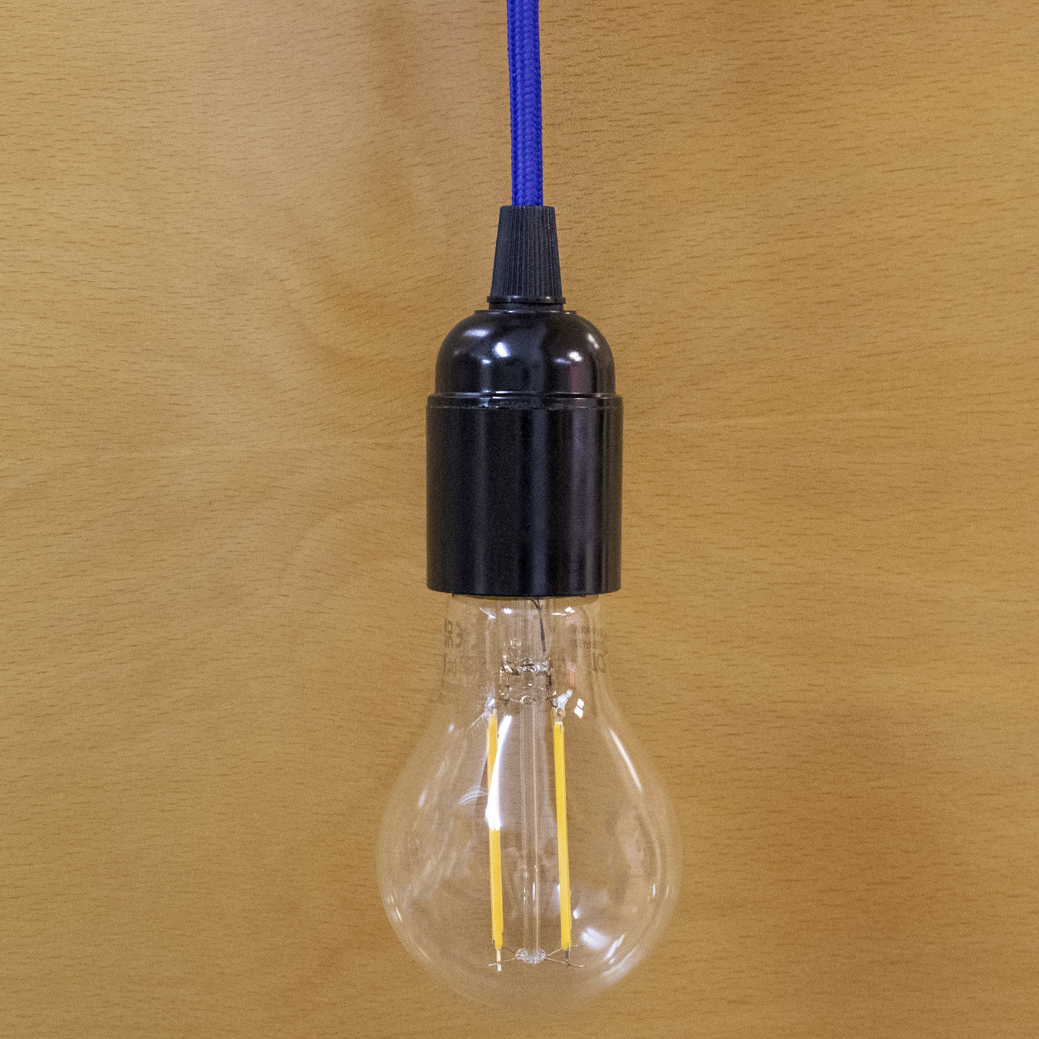 Cable alimentacion trenzado portalampara E27 interruptor 1.5 M Azul