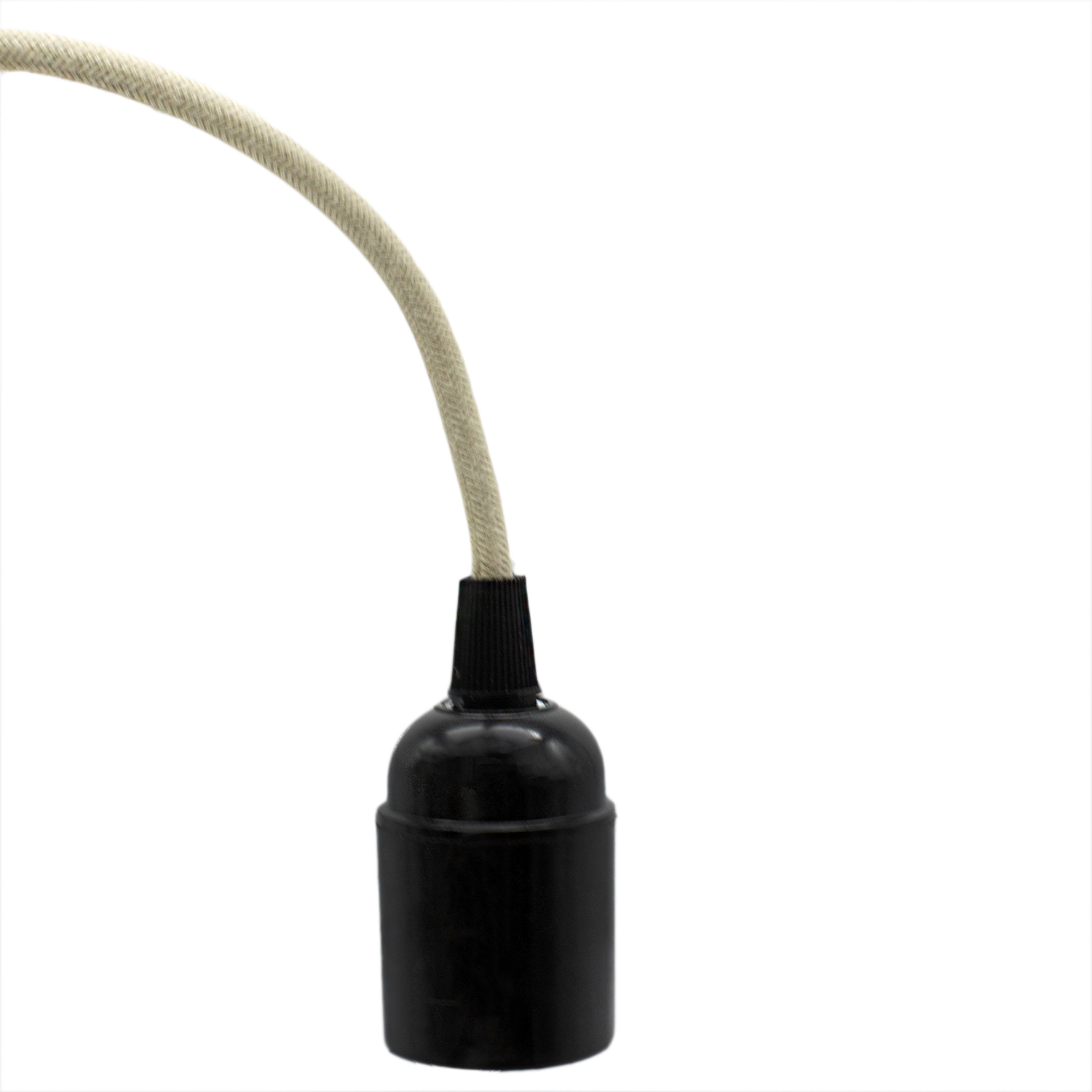 Cable alimentacion trenzado portalampara E27 interruptor 1.5 M Beige
