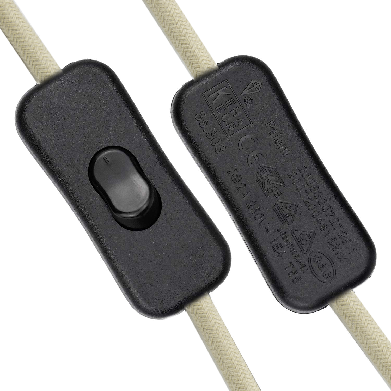 Cable alimentacion trenzado portalampara E27 interruptor 1.5 M Beige