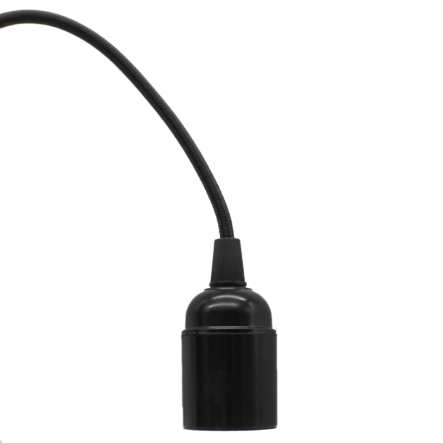 Cable alimentacion trenzado portalampara E27 interruptor 1.5 M Negro