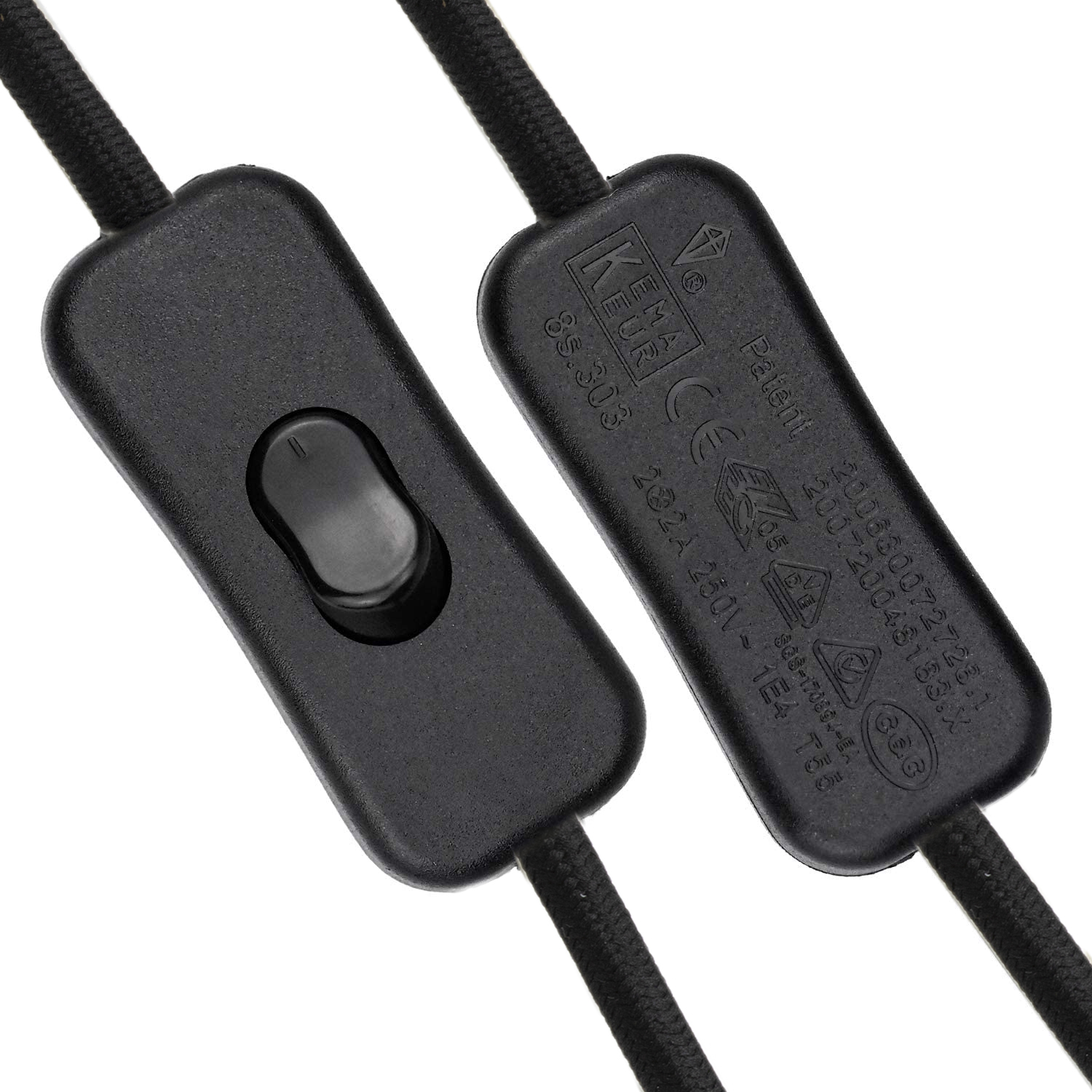 Cable alimentacion trenzado portalampara E27 interruptor 1.5 M Negro