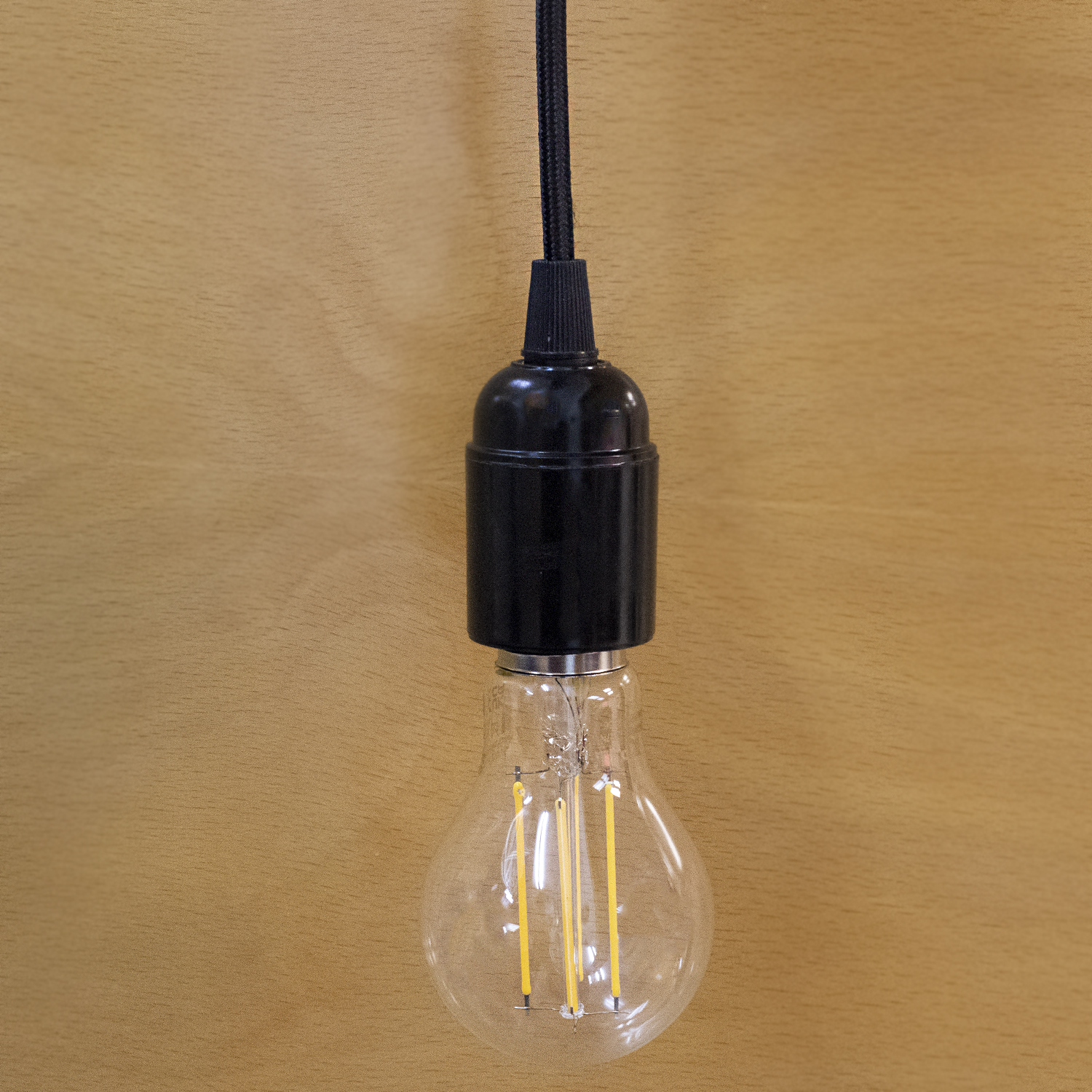 Cable alimentacion trenzado portalampara E27 interruptor 1.5 M Negro