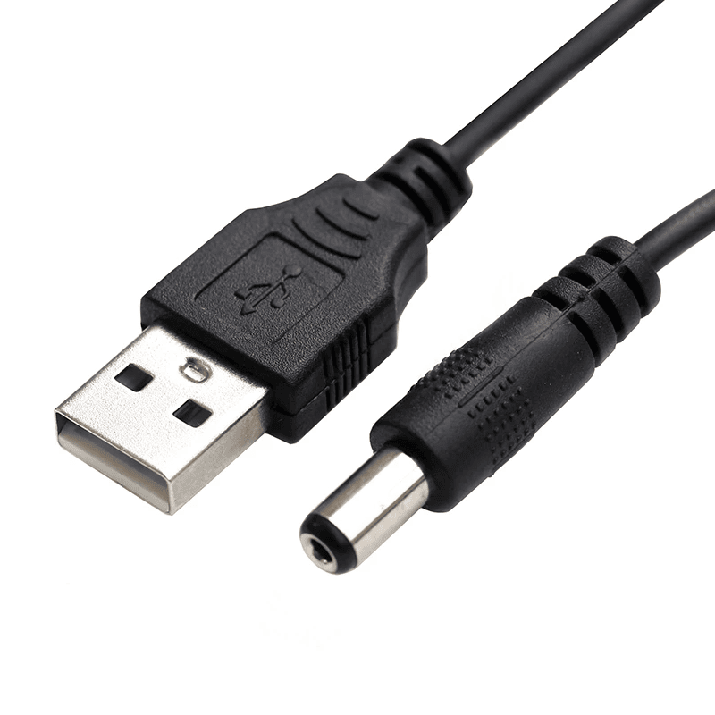 Cable alimentacion USB 2.0 DC 5.5 mm x 2.5 mm 0.8 M Negro