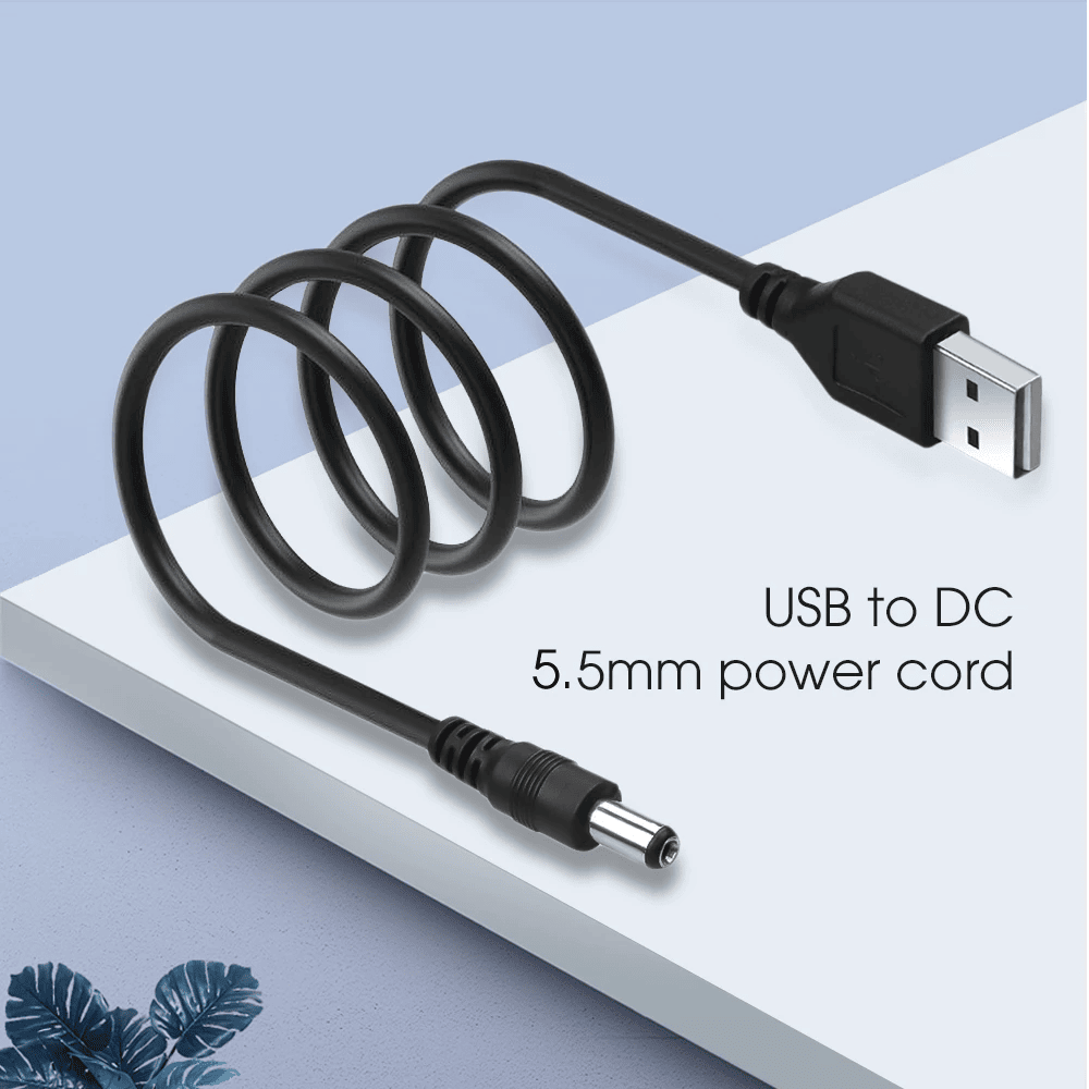 Cable alimentacion USB 2.0 DC 5.5 mm x 2.5 mm 0.8 M Negro