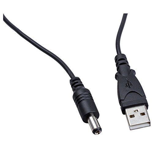 Cable alimentacion USB a DC 2.1 x 5.5 mm acodado 1 Metros Negro