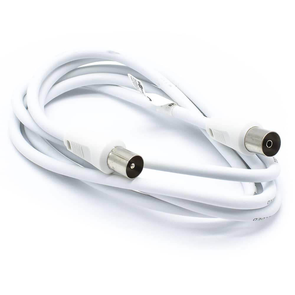 Cable Coaxial para antena de TV 75 Ohms de color blanco de 5 m