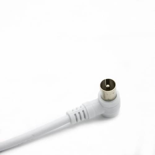 Cable antena de TV de 75 Ohm acodado 1.5 M Blanco