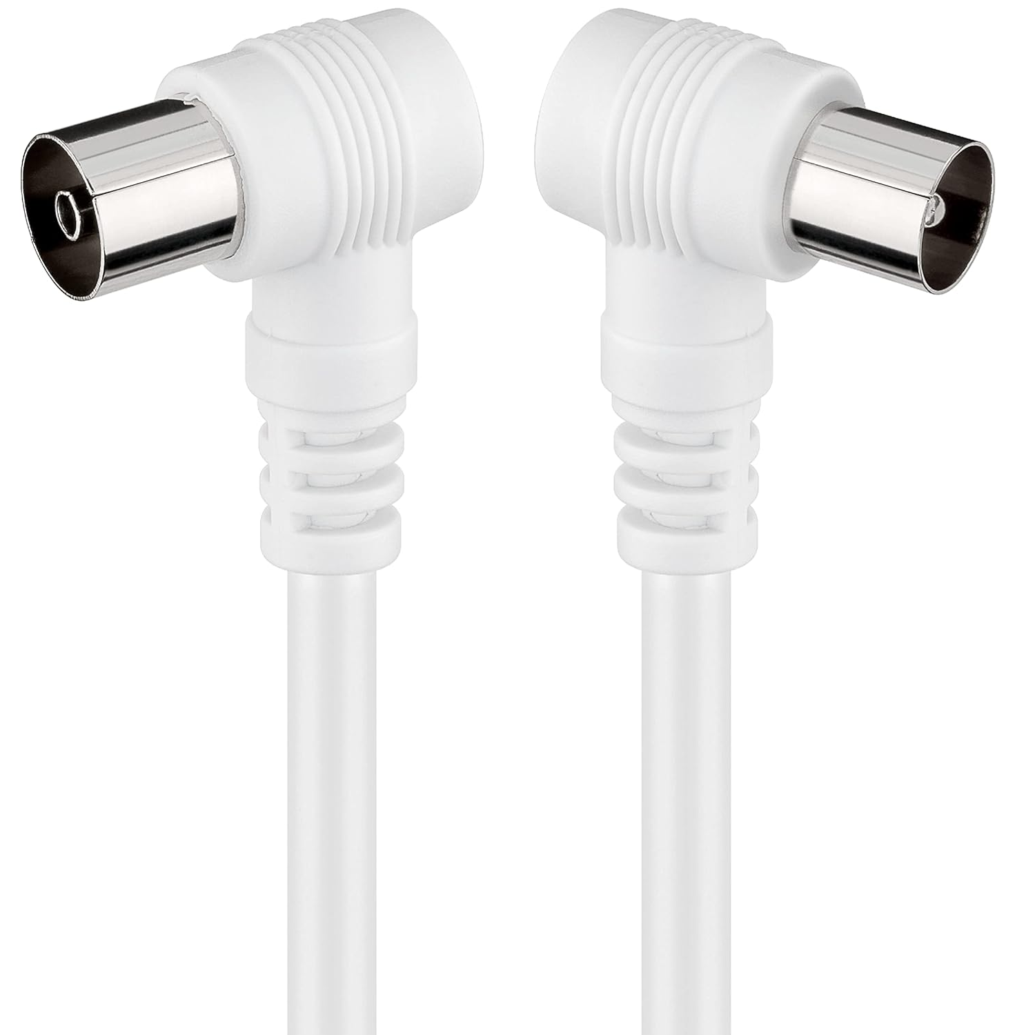 Cable antena de TV de 75 Ohm acodado 1.5 M Blanco