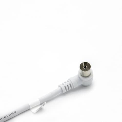 Cable antena de TV de 75 Ohm acodado 1.5 M Blanco