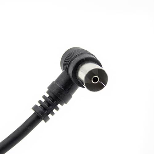 Cable antena de TV de 75 Ohm acodado 1.5 M Negro