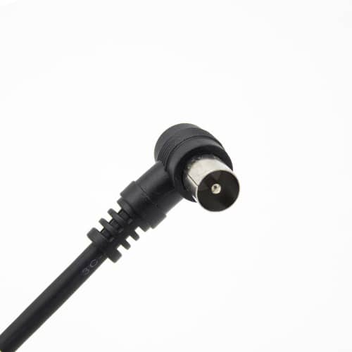 Cable antena de TV de 75 Ohm acodado 1.5 M Negro