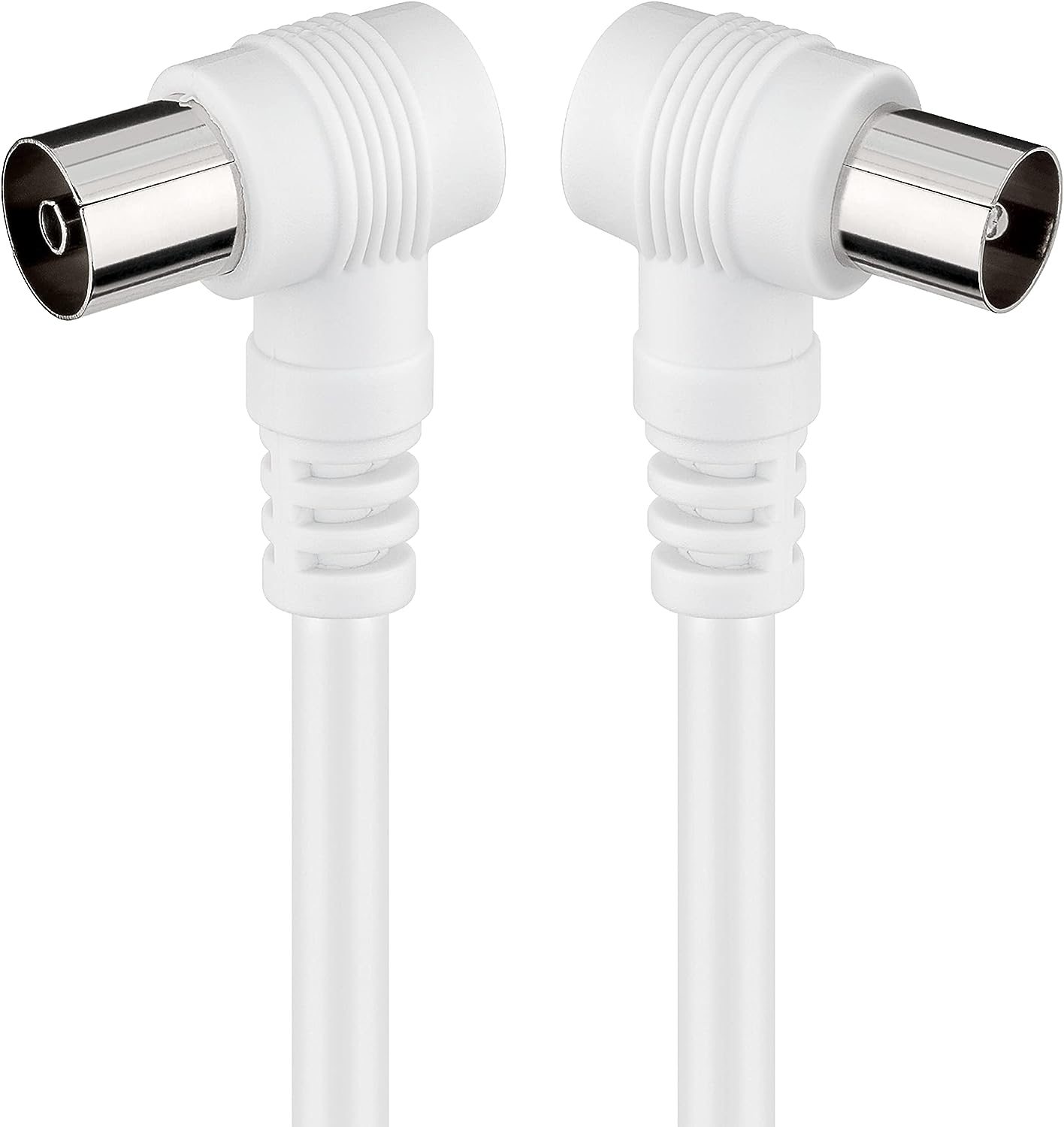 Cable antena de TV de 75 Ohm Acodado 10 M Blanco