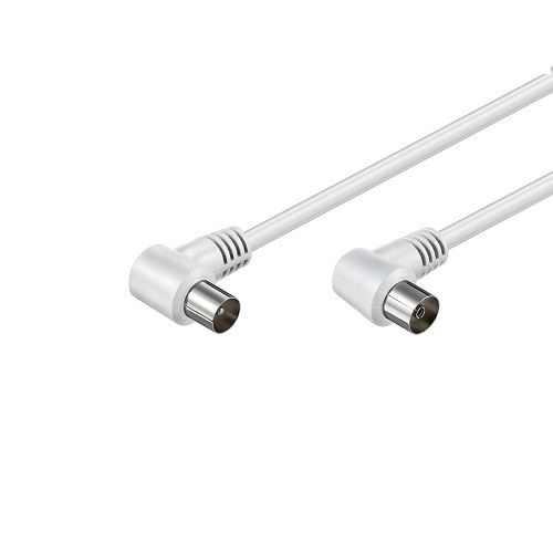 Cable antena de TV de 75 Ohm acodado 2.5 M Blanco