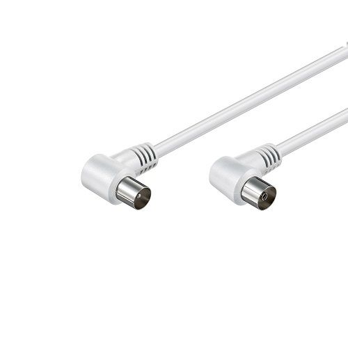 Cable antena de TV de 75 Ohm acodado 5 M Blanco