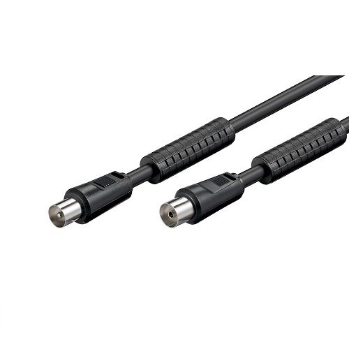 Cablepelado Cable Antena de TV de 75 Ohm acodado 1.5 Metros Negro