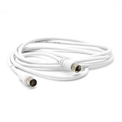 Cable antena-satelite coaxial hembra - tipo f macho 75 Ohm 1.5 M Blanco