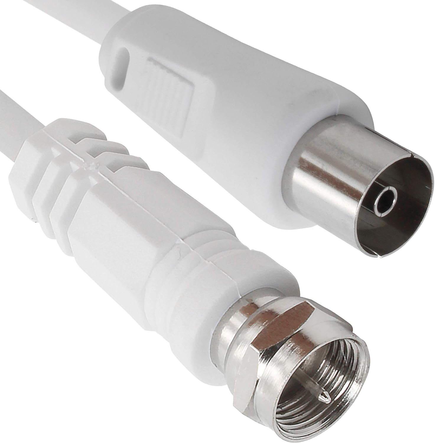 Cable antena-satelite coaxial hembra - tipo f macho 75 Ohm 1.5 M Blanco