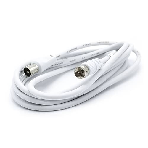 Cable antena-satelite coaxial macho - tipo f macho 75 Ohm 5 M Blanco