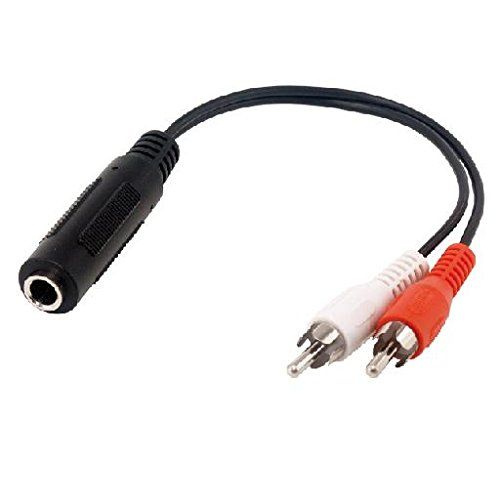 Cable audio estereo 2x RCA macho jack 6.35 hembra 0.25 M Negro