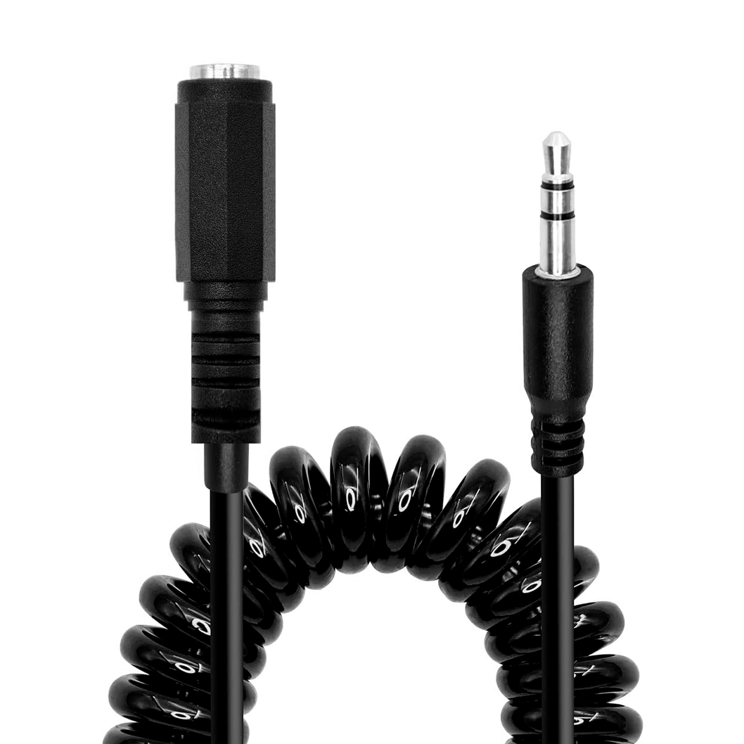 Cable audio estereo jack 3.5 macho a jack 3.5 hembra espiral 3 M Negro