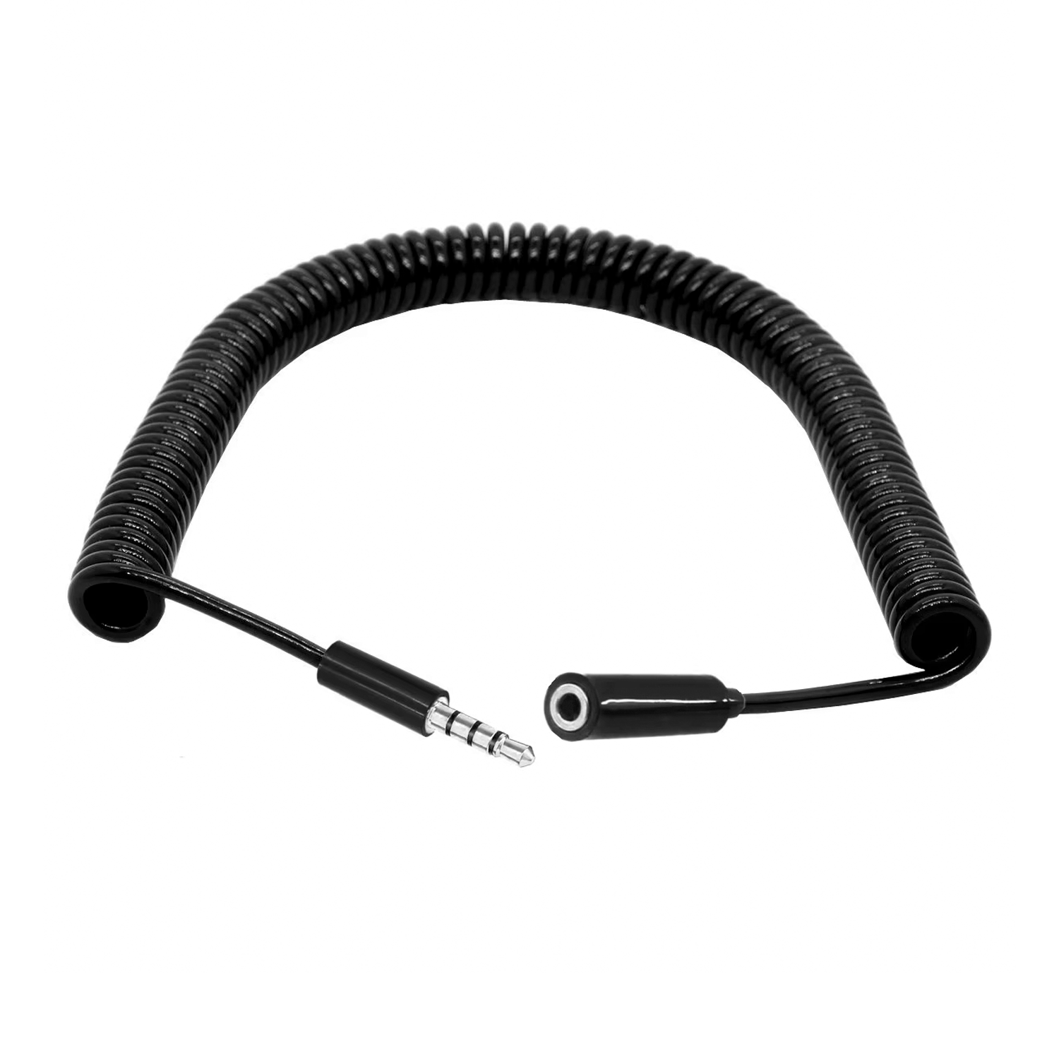Cable audio estereo jack 3.5 macho a jack 3.5 hembra espiral 3 M Negro