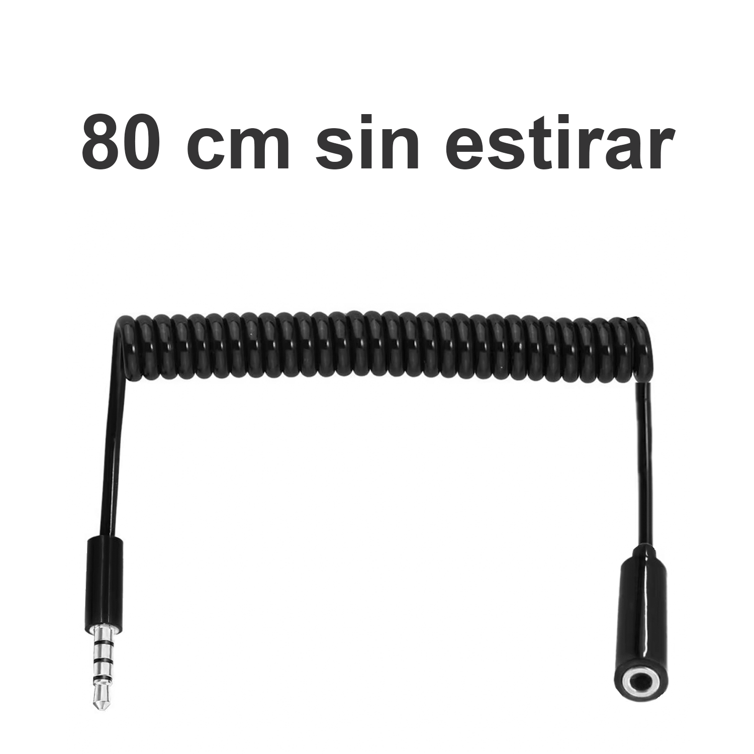 Cable audio estereo jack 3.5 macho a jack 3.5 hembra espiral 3 M Negro