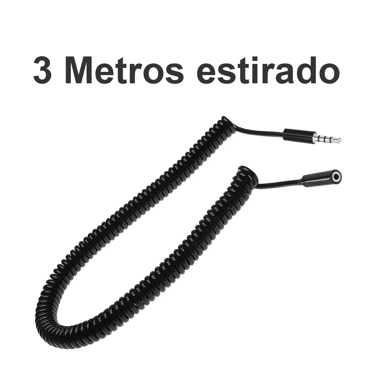 Cable audio estereo jack 3.5 macho a jack 3.5 hembra espiral 3 M Negro