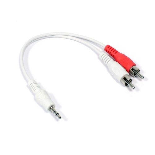 Cable audio estereo jack 3.5 macho - 2x RCA macho 0.15 M Blanco