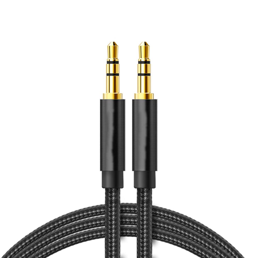 Cable audio textil estereo jack 3.5 macho 3 pin 3 M Negro