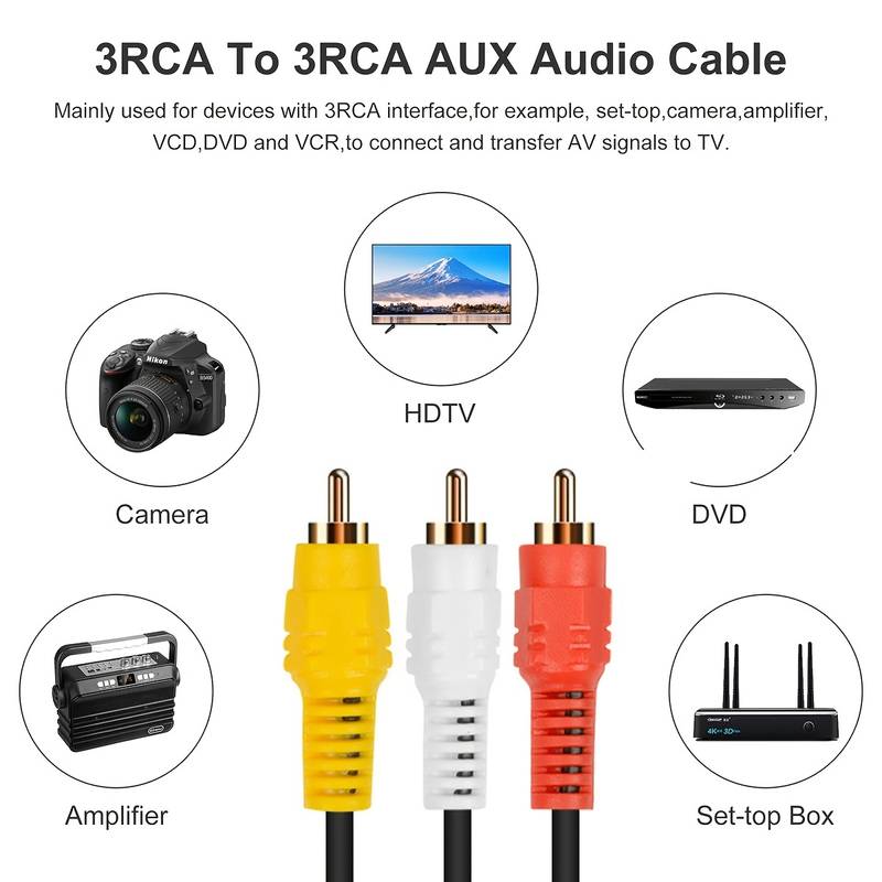 Cable AV 3x RCA macho 1.5 M Negro