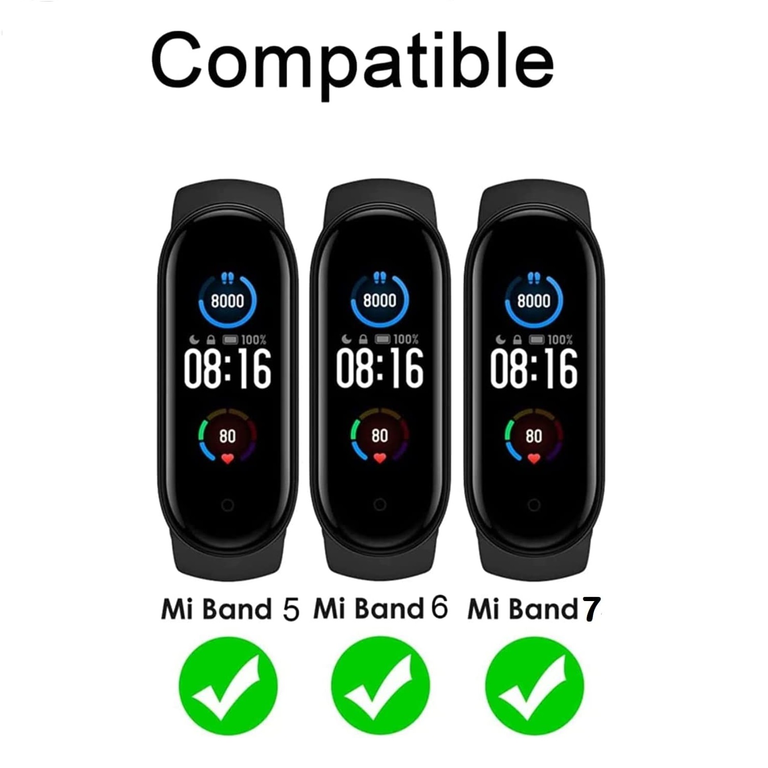 Cable carga y sincro compatible con Xiaomi mi Band 5 6 y 7 1 M Negro