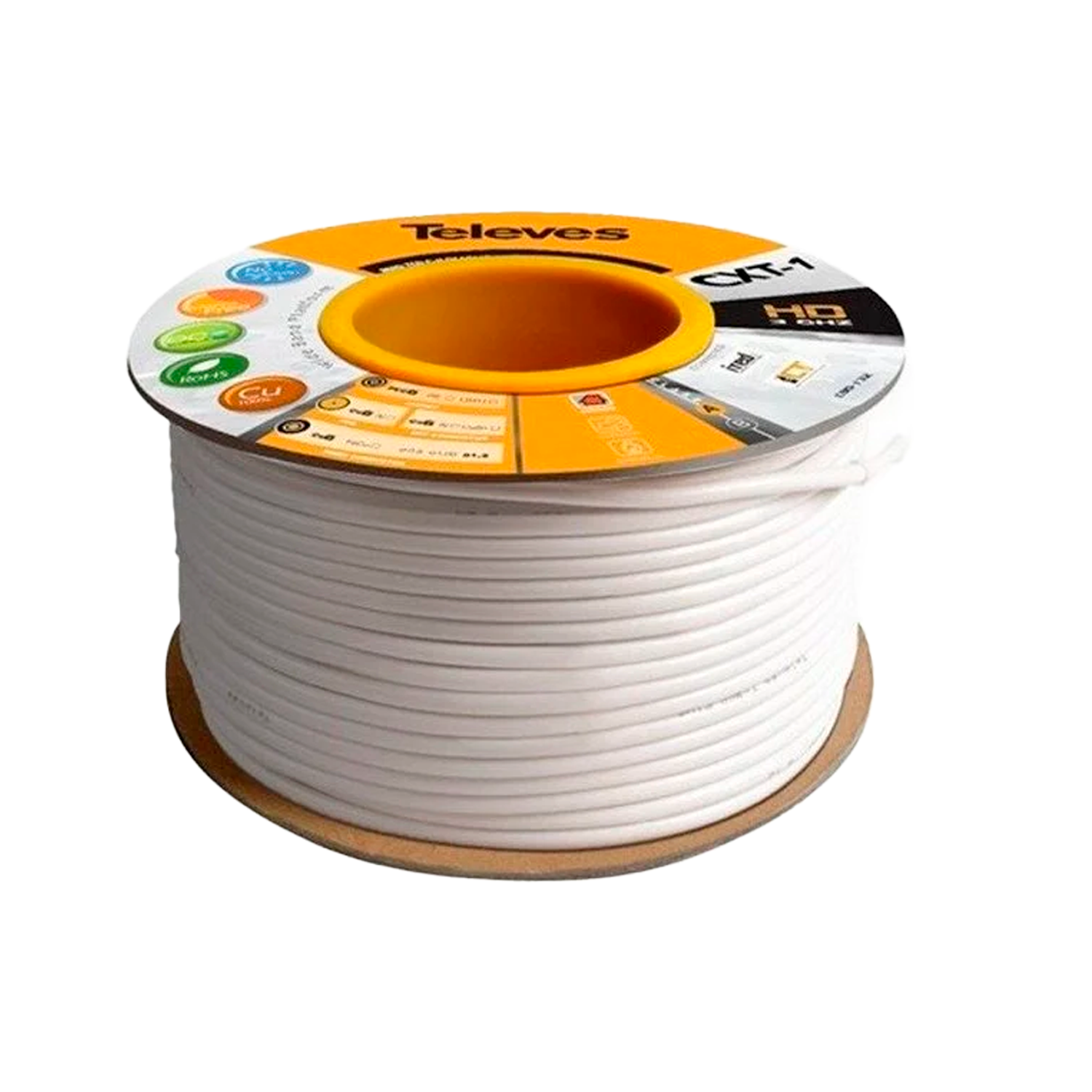Cable Coaxial CU+AC/AL 100 M Blanco