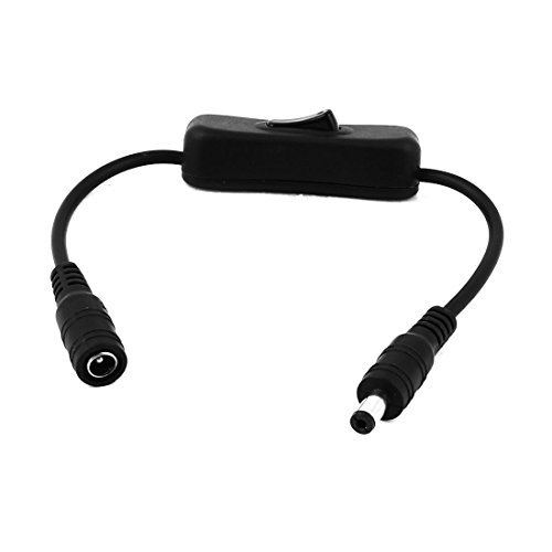 Cable DC 5.5x2.1 con interruptor macho-hembra 0.30 M Negro