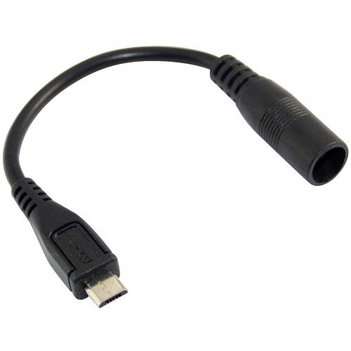 Cable DC 5.5x2.1 mm hembra a Micro USB Macho 0.20 M Negro