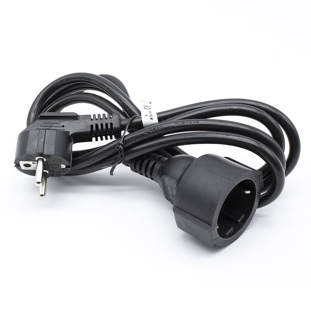 Cable de alimentacion alargador Schuko macho a hembra 2 M Negro