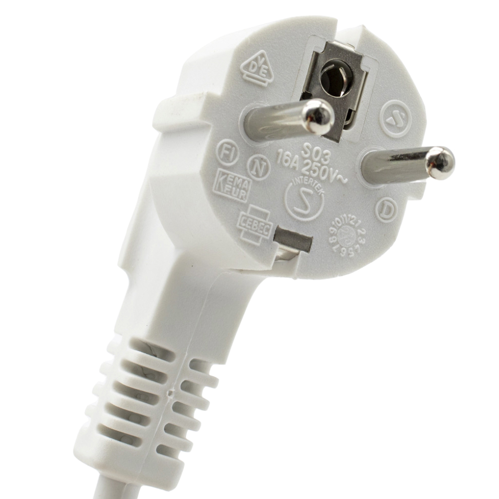 Cable de alimentacion CPU CEE7/M-C13/H acodado 3 M Blanco