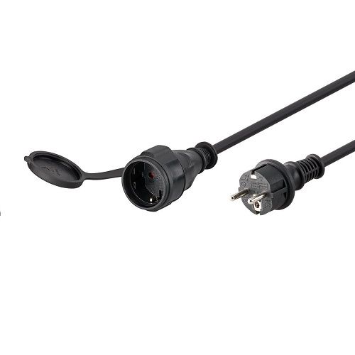 Cable de alimentacion recto CEE7 con tapon seguridad 5 M Negro