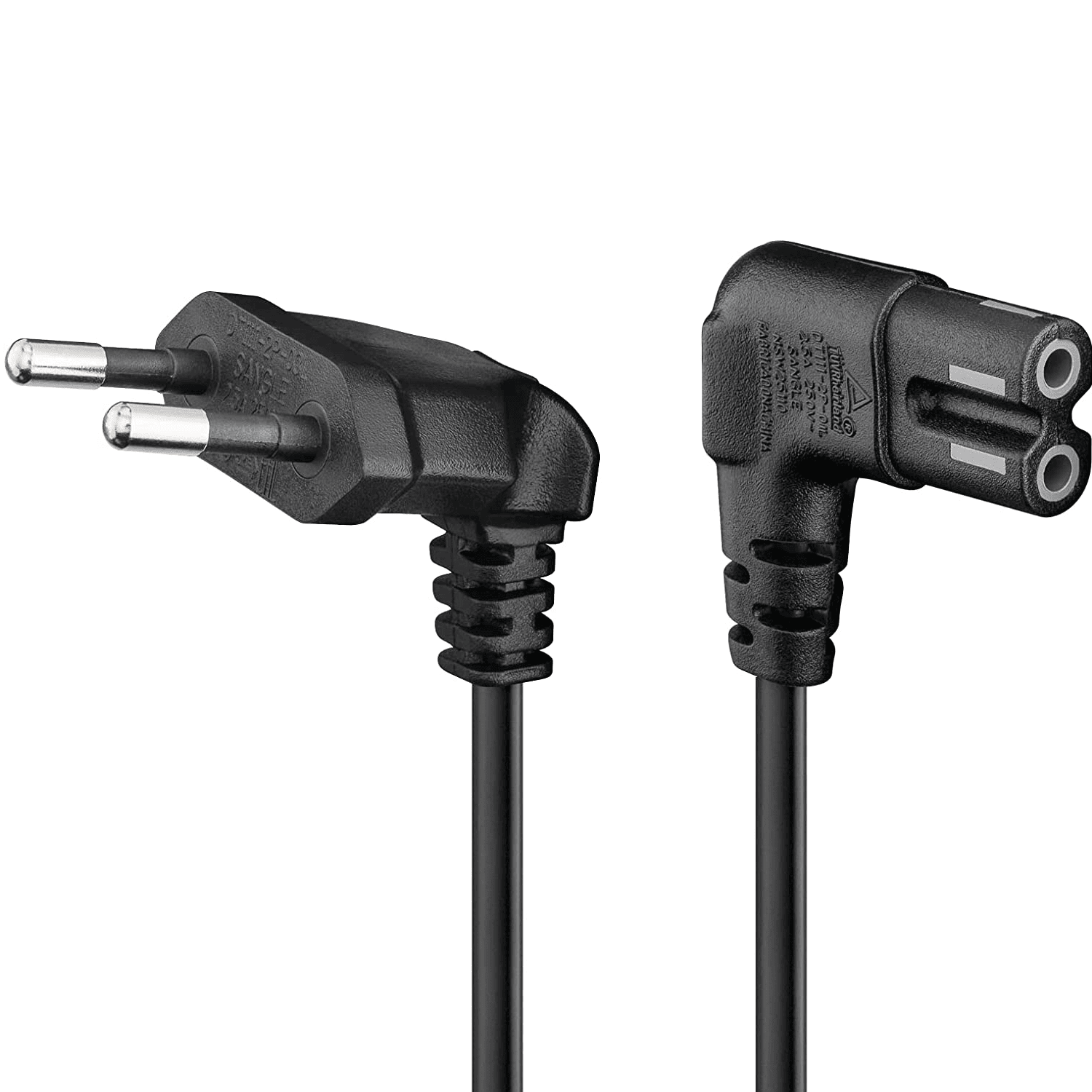 Cable de alimentacion IEC-320 acodado - C7 acodado 0.75 M Negro