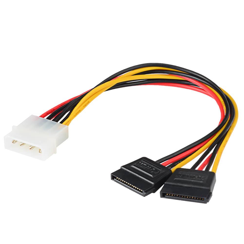 Cable de alimentacion interna molex 5.25 a 2x sata 0.15 M Negro