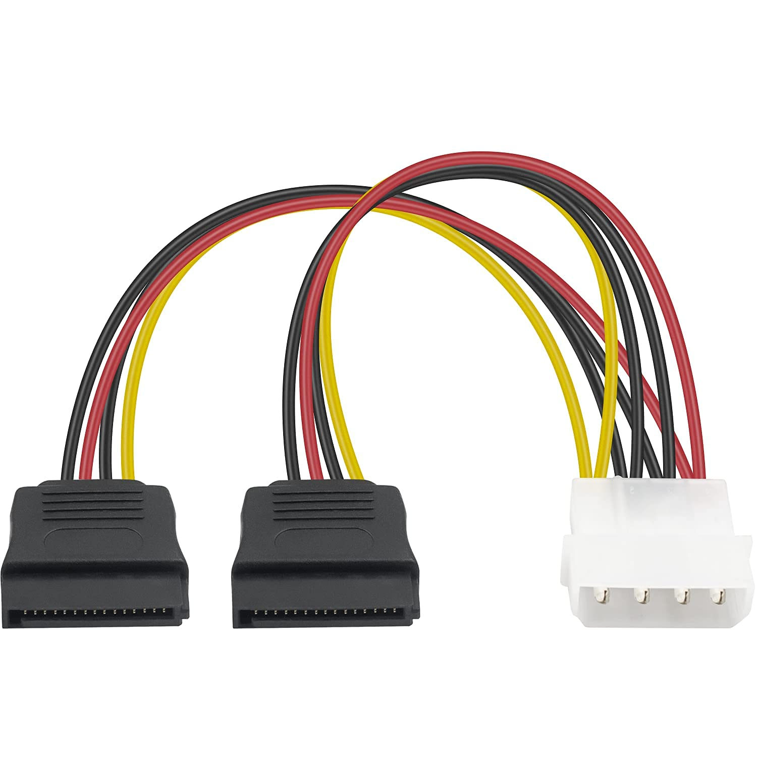 Cable de alimentacion interna molex 5.25 a 2x sata 0.15 M Negro