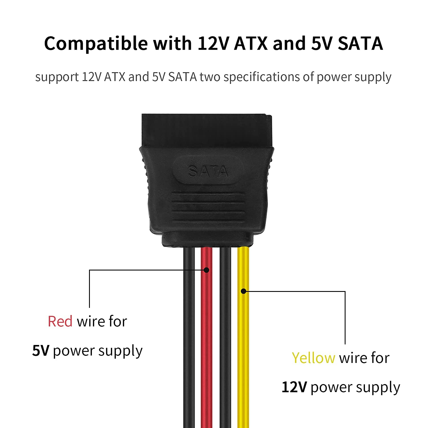 Cable de alimentacion interna molex 5.25 a 2x sata 0.15 M Negro