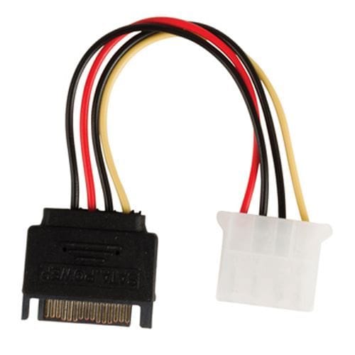 Cable de alimentacion interna SATA macho - Molex hembra 0.15 M Negro