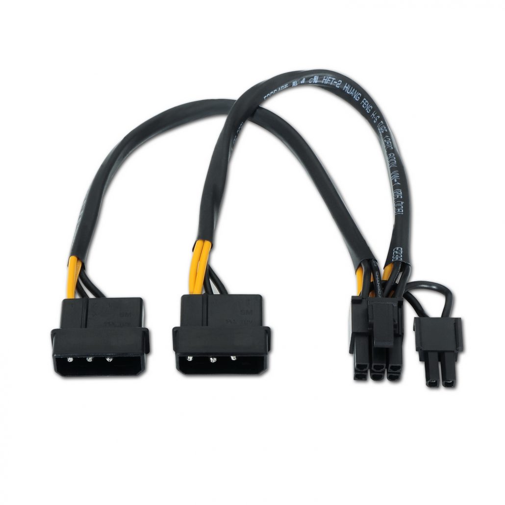 Cable de alimentacion para tarjeta grafica 2x MOLEX a PCI-E 0.20 M Negro