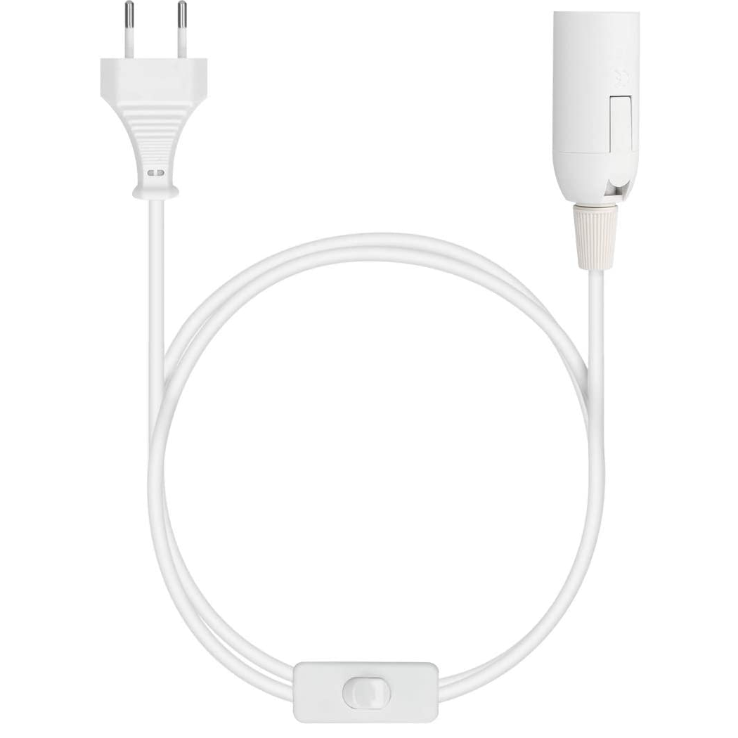 Cable de alimentacion portalamparas E14 con interruptor 2 M Blanco