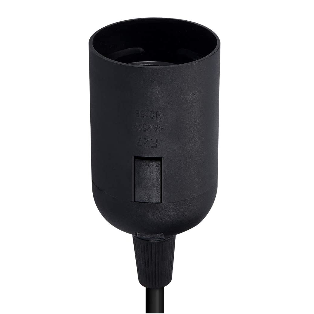 Cable de alimentacion portalamparas E27 con interruptor 2 M Negro