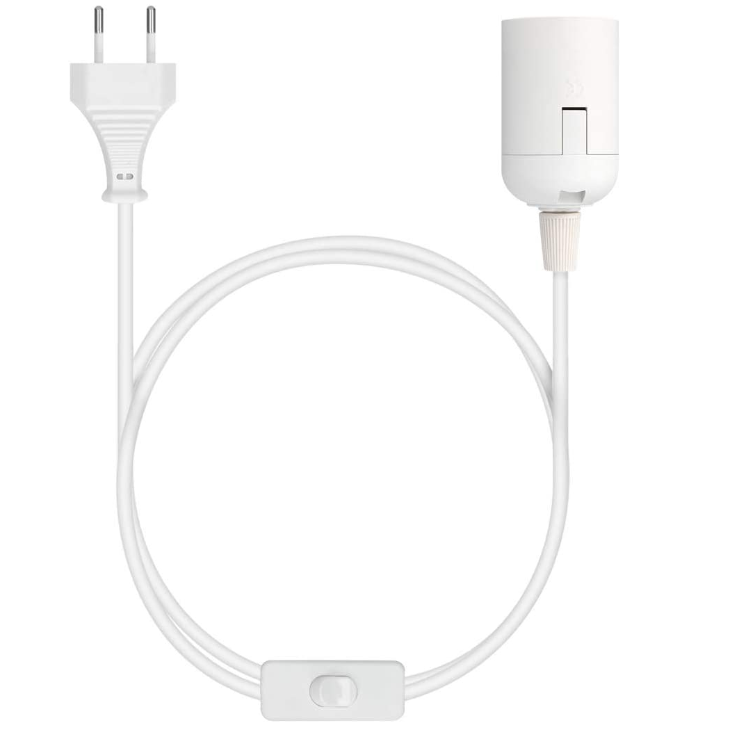 Cable de alimentacion portalamparas E27 con interruptor 2 M Blanco